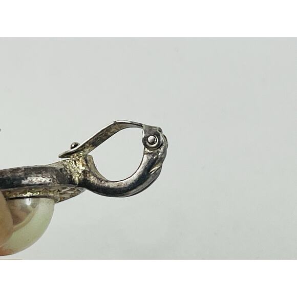 Vintage Roman Faux Pearl Rhinestone Silver tone Pendant for Necklace Round 1" Sc - Picture 16 of 16